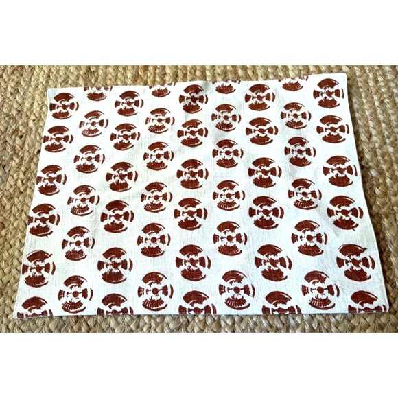 NEW John Robshaw Textiles Cotton Placemat 19" x 14" Brown Block Print - Picture 1 of 6